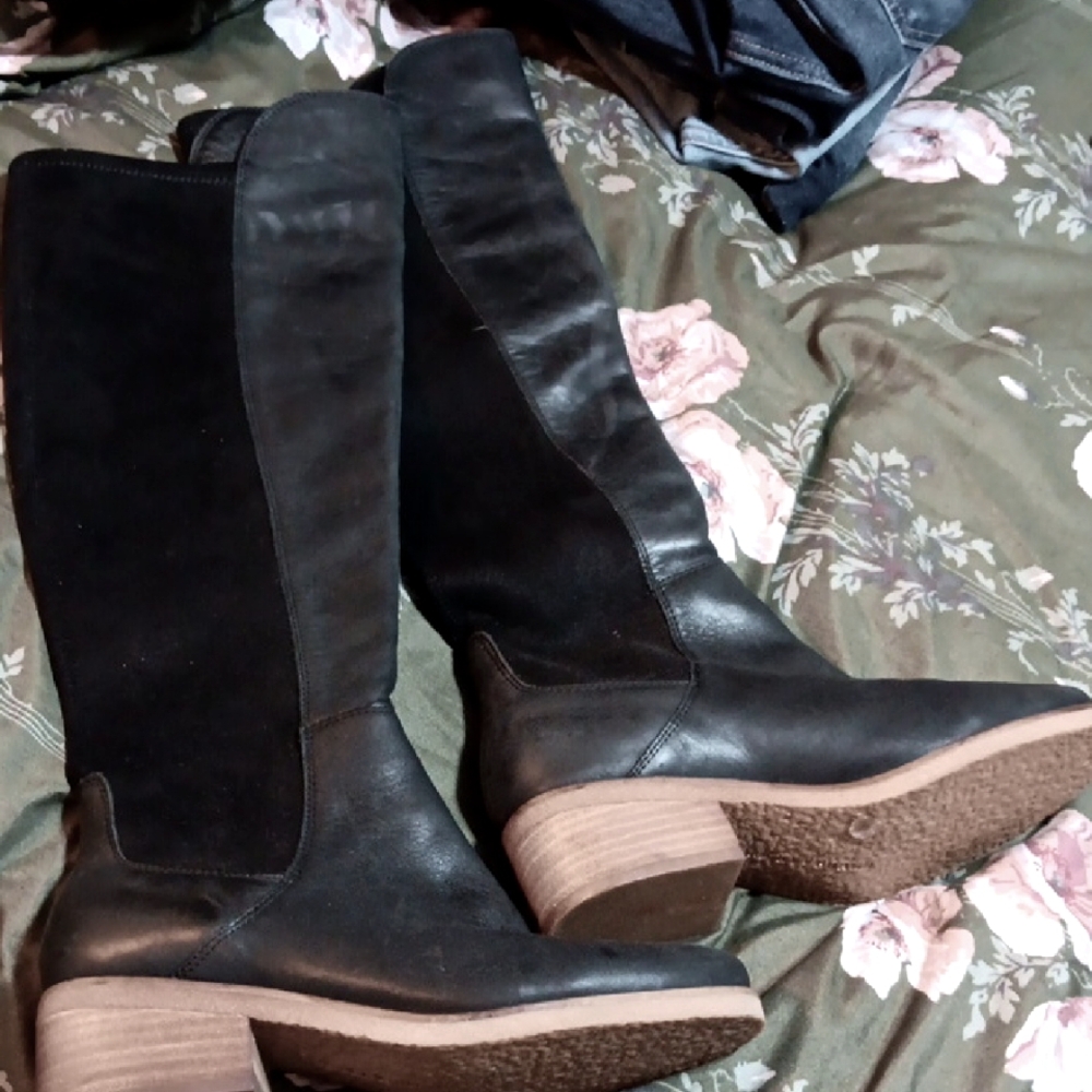 Lucky Brand Size 6.5 Black Leather Knee-High Boots